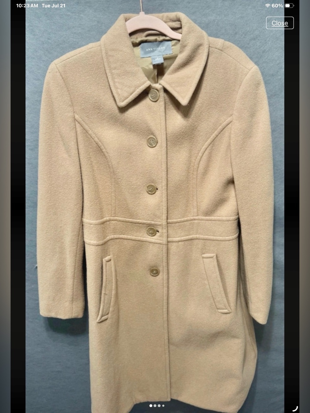 Ann Taylor Wool Cream Wool Blend Single-Breasted Coat 12